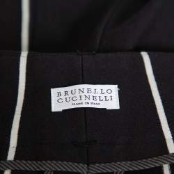 Pre Owned Brunello Cucinelli Black Striped Cotton Tapered Pants M
