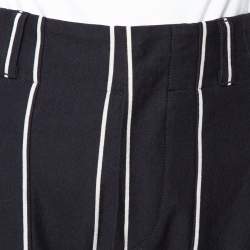 Pre Owned Brunello Cucinelli Black Striped Cotton Tapered Pants M