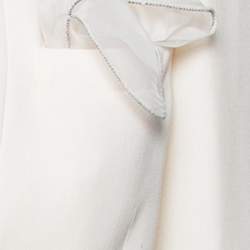 Pre Owned Brunello Cucinelli Cream Wool Crepe Asymmetric Hem Cropped Blazer S