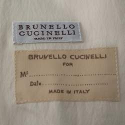 Pre Owned Brunello Cucinelli Cream Wool Crepe Asymmetric Hem Cropped Blazer S