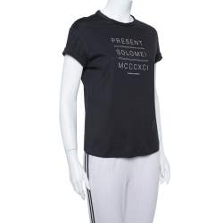 Pre Owned Brunello Cucinelli Black Printed Cotton Crew Neck T-Shirt XS