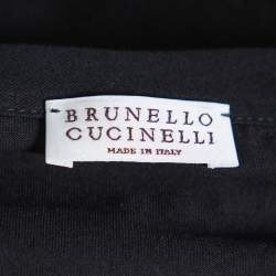 Pre Owned Brunello Cucinelli Black Printed Cotton Crew Neck T-Shirt XS