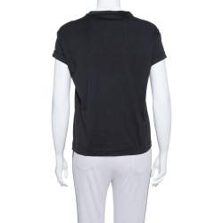 Pre Owned Brunello Cucinelli Black Printed Cotton Crew Neck T-Shirt XS