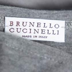 Brunello Cucinelli Grey Silk Ruffled Sleeveless Top XXL