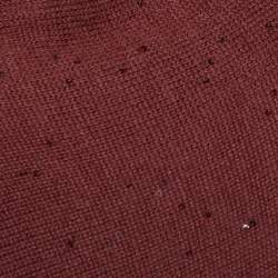 Pre Owned Brunello Cucinelli Burgundy Cashmere & Silk Sequin Embellished Off Shoulder Pullover M