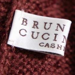 Pre Owned Brunello Cucinelli Burgundy Cashmere & Silk Sequin Embellished Off Shoulder Pullover M