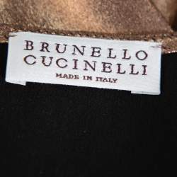 Pre Owned Brunello Cucinelli Metallic Brown Silk Sleeveless Top XXL