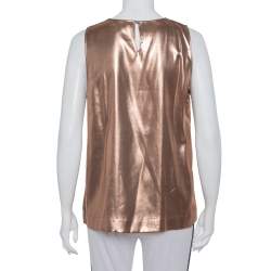 Pre Owned Brunello Cucinelli Metallic Brown Silk Sleeveless Top XXL