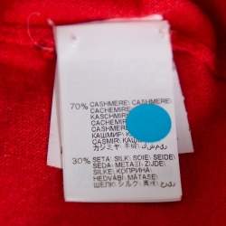 Pre Owned Brunello Cucinelli Red Cashmere & Silk  Embellished Neck Detail Top M