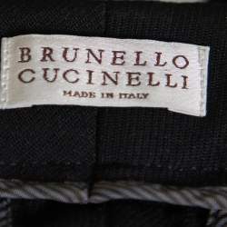 Pre Owned Brunello Cucinelli Black Wool Embellished Hem Detail Tapered Leg Trousers M