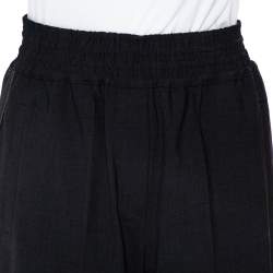 Brunello Cucinelli Black Wool Lurex Trim Elasticized Waist Detail Pants S