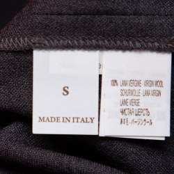 Pre Owned Brunello Cucinelli Charcoal Grey Wool Floral Applique Detail Top S