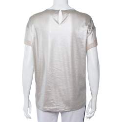Pre Owned Brunello Cucinelli Metallic Cotton Crewneck T-Shirt XL