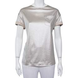 Pre Owned Brunello Cucinelli Metallic Cotton Crewneck T-Shirt XL