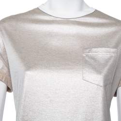 Pre Owned Brunello Cucinelli Metallic Cotton Crewneck T-Shirt XL