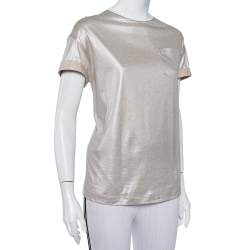 Pre Owned Brunello Cucinelli Metallic Cotton Crewneck T-Shirt XL