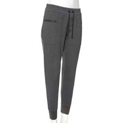 Brunello Cucinelli Grey Cotton Knit Lurex Trim Felpa Joggers XS