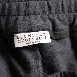 Brunello Cucinelli Grey Cotton Knit Lurex Trim Felpa Joggers XS