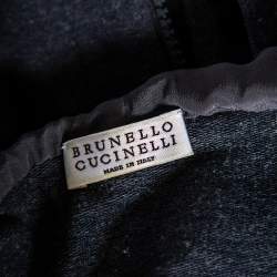 Pre Owned Brunello Cucinelli Grey Cotton Contrast Trim Detail Sleeveless Hoodie XL