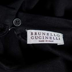 Pre Owned Brunello Cucinelli Black Cotton Emnbellished Neck T-Shirt M