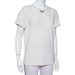 مملوكة مسبقًا Brunello Cucinelli Beige Cotton Neck Trim T-Shirt XXL