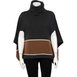Brunello Cucinelli Color Block Cashmere Turtleneck Poncho (One Size)