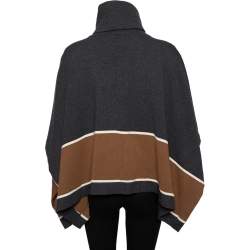 Brunello Cucinelli Color Block Cashmere Turtleneck Poncho (One Size)