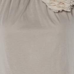 Brunello Cucinelli Beige Cotton Knit Applique Detail Sleeveless Tunic M
