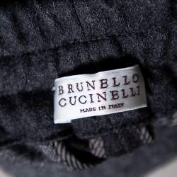 Brunello Cucinelli Dark Grey Wool & Silk Trim Detailed Joggers XS