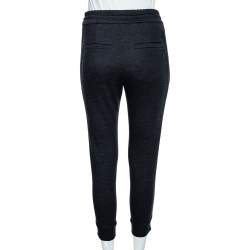 Brunello Cucinelli Dark Grey Wool & Silk Trim Detailed Joggers XS