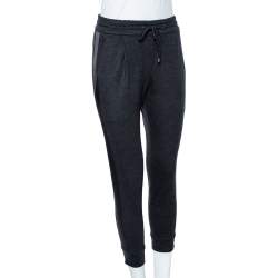 Brunello Cucinelli Dark Grey Wool & Silk Trim Detailed Joggers XS