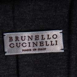Brunello Cucinelli Dark Grey Knit Pleated Detailed Strapless Jumpsuit S