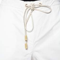 Pre Owned Brunello Cucinelli White Cotton Cinched Waist Tie Detail Shorts S