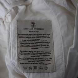 Pre Owned Brunello Cucinelli White Cotton Cinched Waist Tie Detail Shorts S