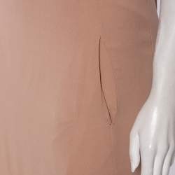 Pre Owned Brunello Cucinelli Nude Pink Silk Back Slit Detailed Strapless Midi Dress XS