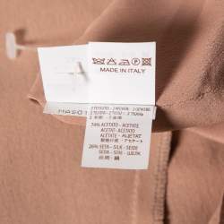 Pre Owned Brunello Cucinelli Nude Pink Silk Back Slit Detailed Strapless Midi Dress XS