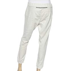 Pre Owned Brunello Cucinelli Off White Cotton Knit Joggers M