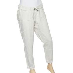 Pre Owned Brunello Cucinelli Off White Cotton Knit Joggers M
