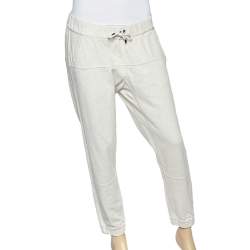 Pre Owned Brunello Cucinelli Off White Cotton Knit Joggers M