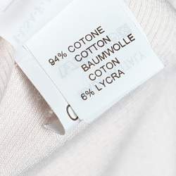 Pre Owned Brunello Cucinelli Pink Cashmere and Cotton Knit Neck Trim Detail T-Shirt L