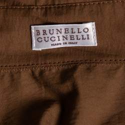 مملوكة مسبقًا Brunello Cucinelli Brown Cotton Button Front Belted Dress S 