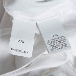 Pre Owned Brunello Cucinelli White Cotton Ruffled Cold Shoulder Detail Top XXL