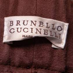 Pre Owned Brunello Cucinelli Brown Suede Elasticized Waist Detailed Pants M