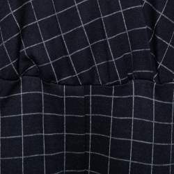 Pre Owned Brunello Cucinelli Navy Blue Checkered Wool Jumpsuit L