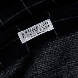 Pre Owned Brunello Cucinelli Navy Blue Checkered Wool Jumpsuit L