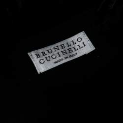 Pre Owned Brunello Cucinelli Black Velvet Feather Embellished Jumpsuit M