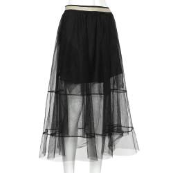 Pre Owned Brunello Cucinelli Black Tulle Midi Skirt M