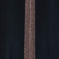 Pre Owned Brunello Cucinelli Charcoal Grey Silk Bead Embellished Neck Detail Sleeveless Maxi Dress S