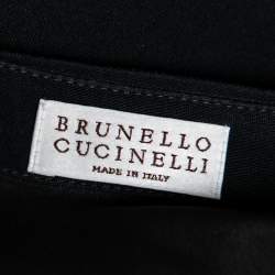 Pre Owned Brunello Cucinelli Charcoal Grey Silk Bead Embellished Neck Detail Sleeveless Maxi Dress S