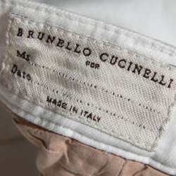 Pre Owned Brunello Cucinelli White Cotton Cropped Cargo Pants M
